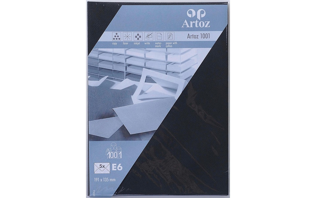 Artoz Enveloppe 1001, E6, 5 Pièce/s, Noir