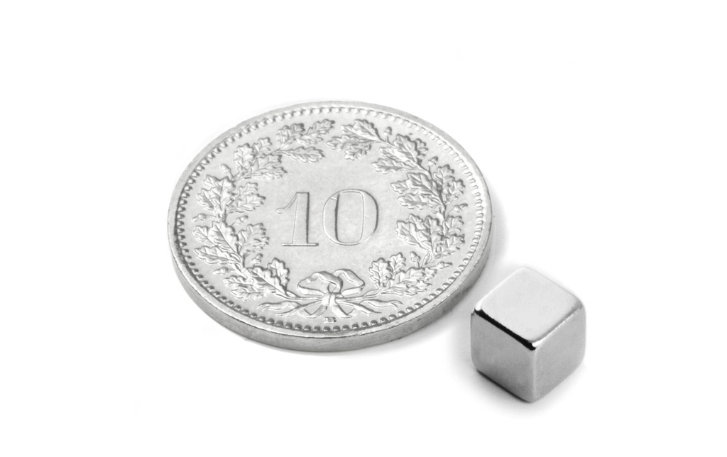 supermagnete Aimant néodyme 10 x 10 x 10 mm dés argentés
