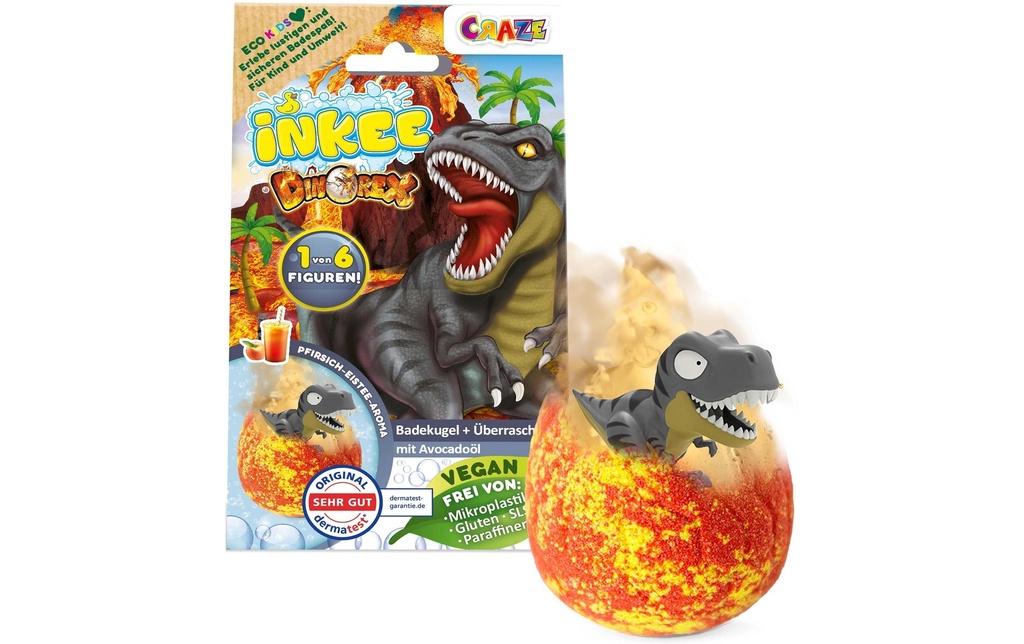 Craze Perles de bain Bombe de bain Inkee Dinorex avec surprise 1 Pièce/s