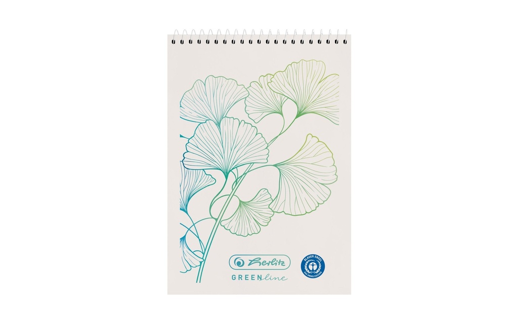 Herlitz Bloc-notes à spirale Greenline A7, ginkgo