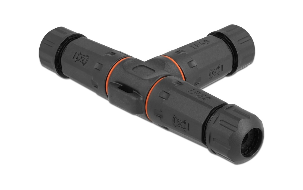 Delock Manchon de raccordement IP68, Pièce en T, 5 broches, 4.5 à 7.5 mm noir