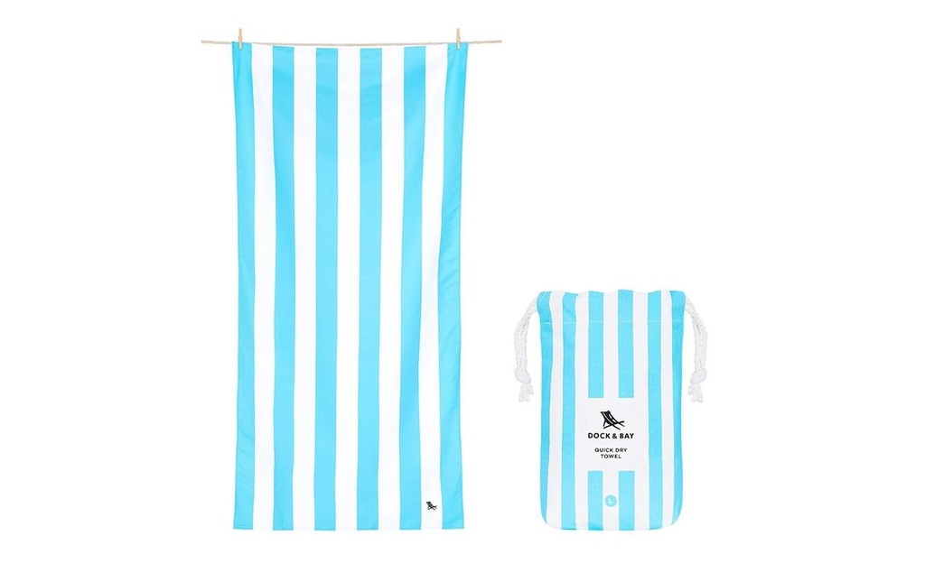 Dock & Bay Serviette de plage Cabana L, Bleu Clair/Blanc