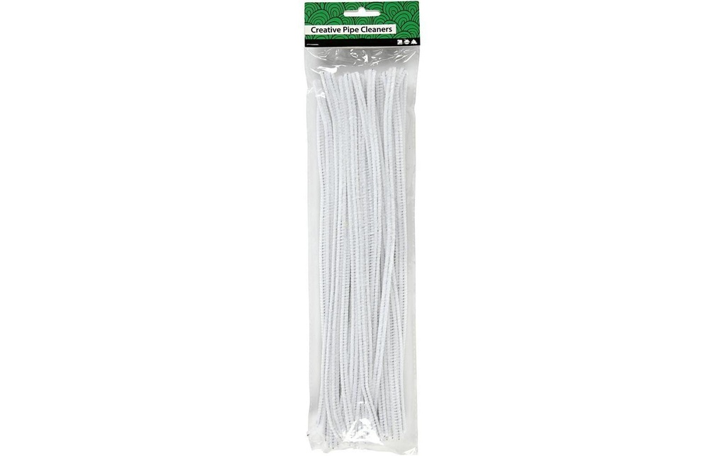 Creativ Company Fil-chenille 6 mm 50 pièces, blanc