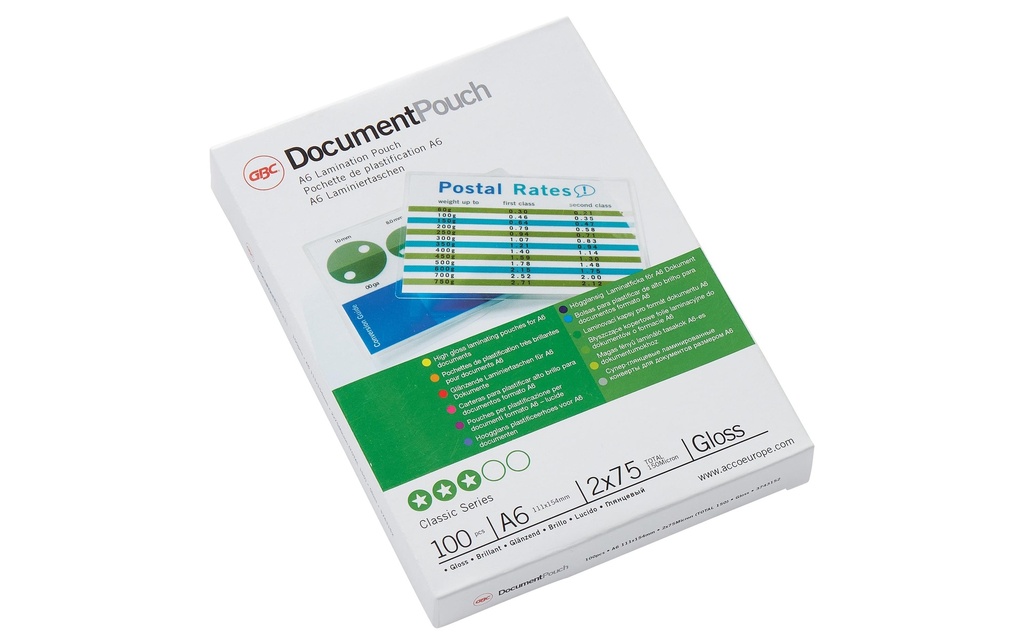 GBC Film laminé Document Pouch A6, 100 pièces