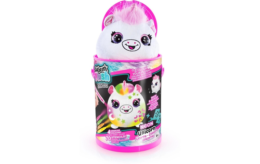 Canal Toys Peluche Airbrush Plush Neon Squish Pals Paint Can assorti