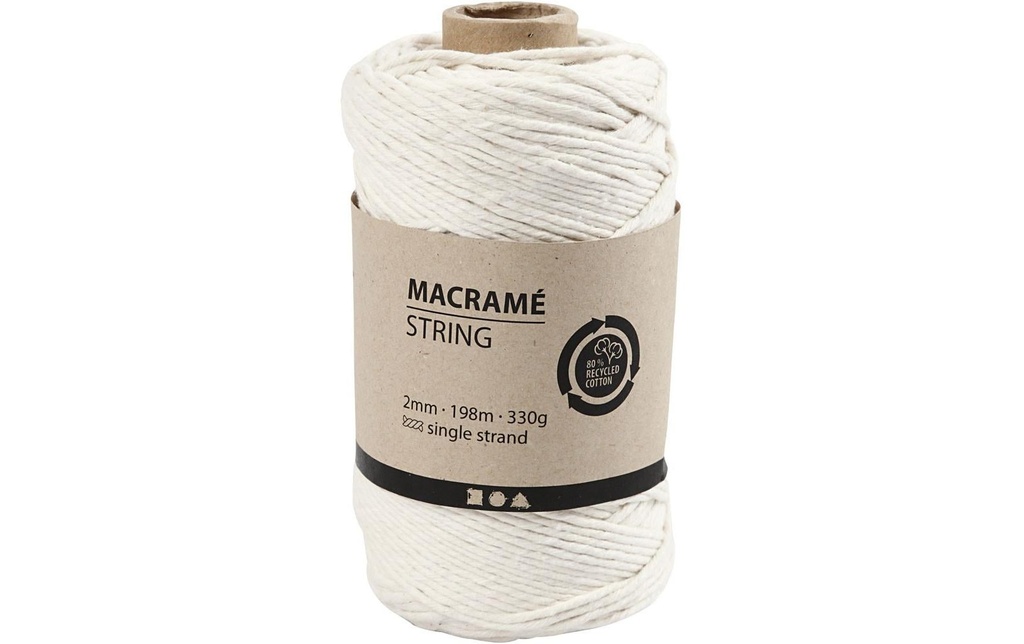 Creativ Company Fil de coton Makramé 330 g, Blanc