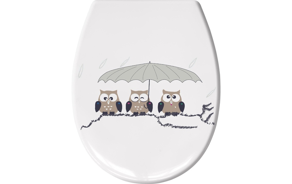 Kleine Wolke Siège de toilette Hiboux avec dispositif d'abaissement automatique, blanc/gris/marron