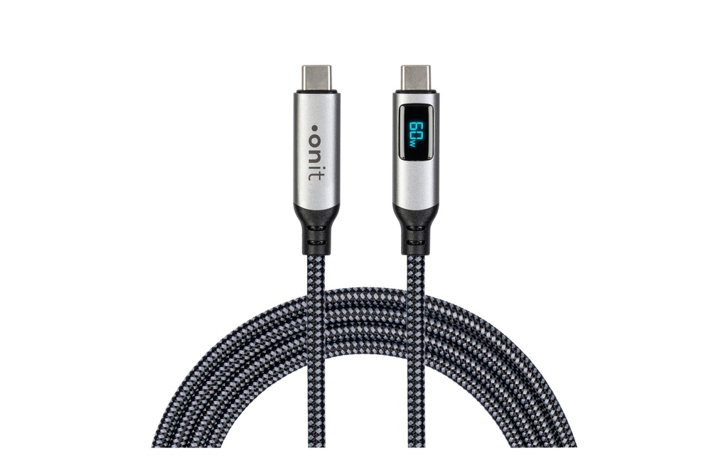 onit Câble USB4 Premium 60 W, USB-C - USB-C, 3 m, Noir/Gris