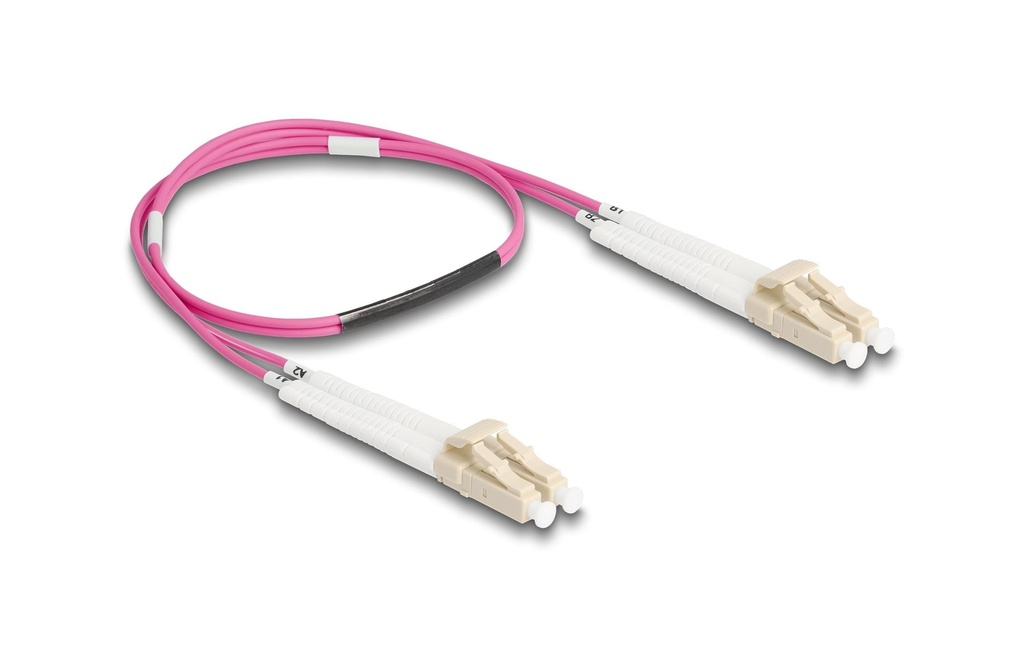 Delock Câble patch à fibre optique Multimode LC – LC, OM4, Duplex, 0.5 m