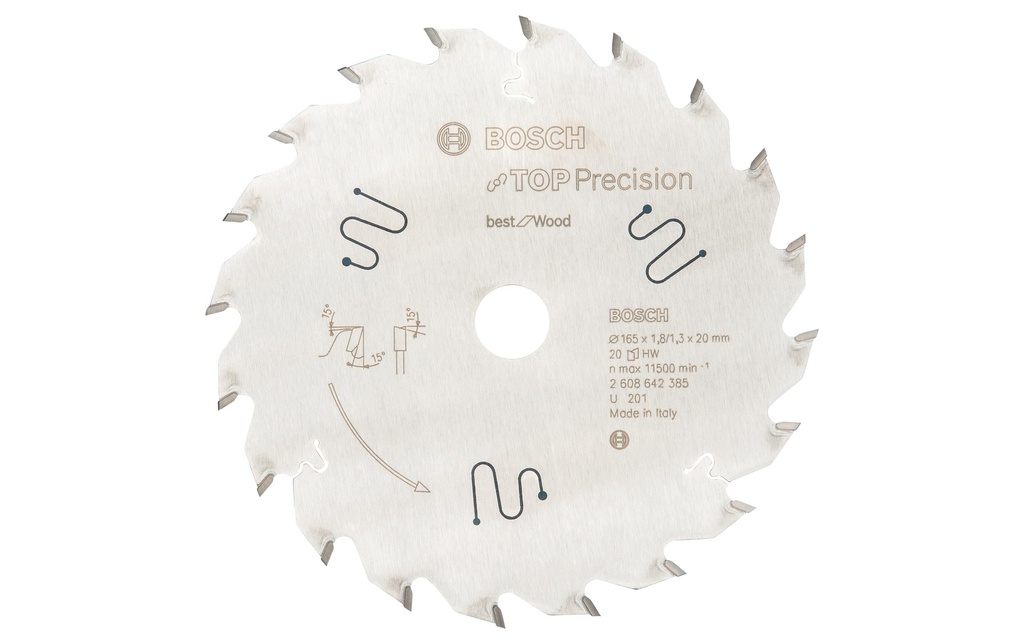 Bosch Professional Lame de scie circulaire Best for Wood, 165 x 20 x 1.8 mm, Z 20
