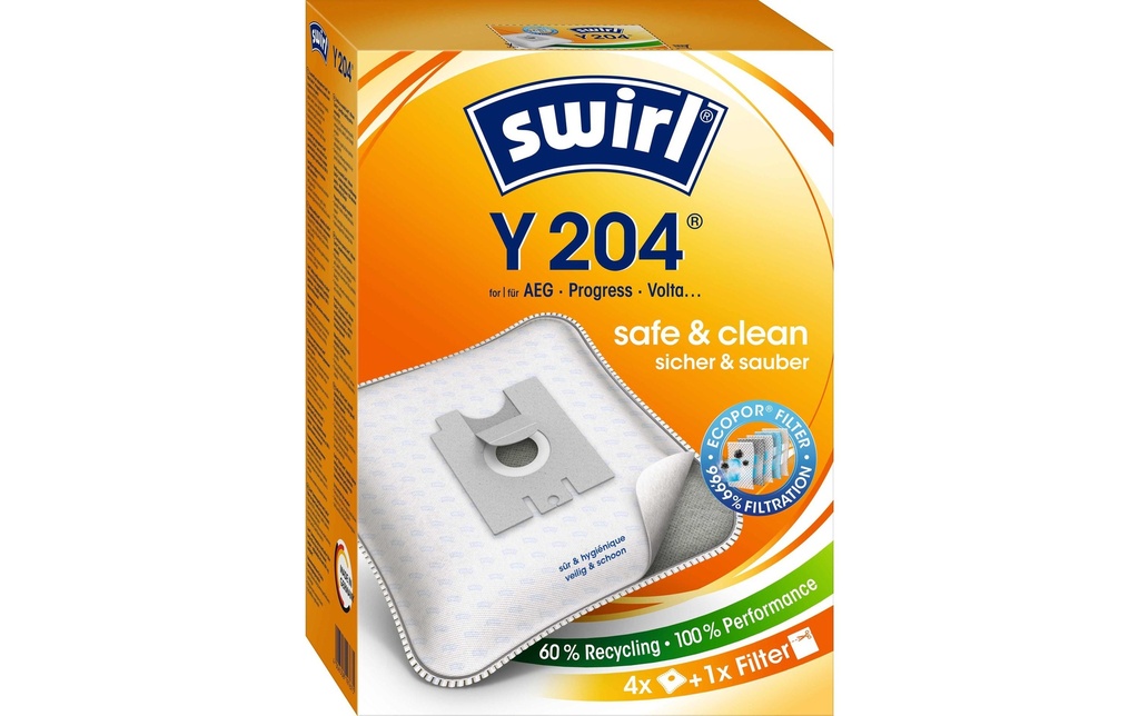 Swirl Sac filtrant pour aspirateur Y 204 4 Pièce/s