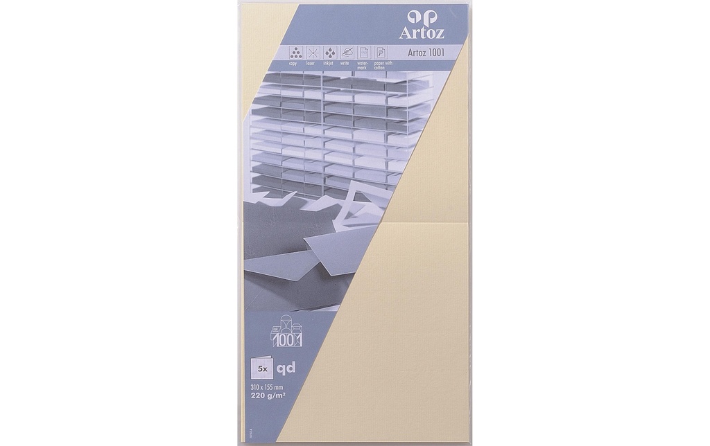 Artoz Carte vierge 1001, 15.5 x 15.5 cm, 5 feuilles, Chamois