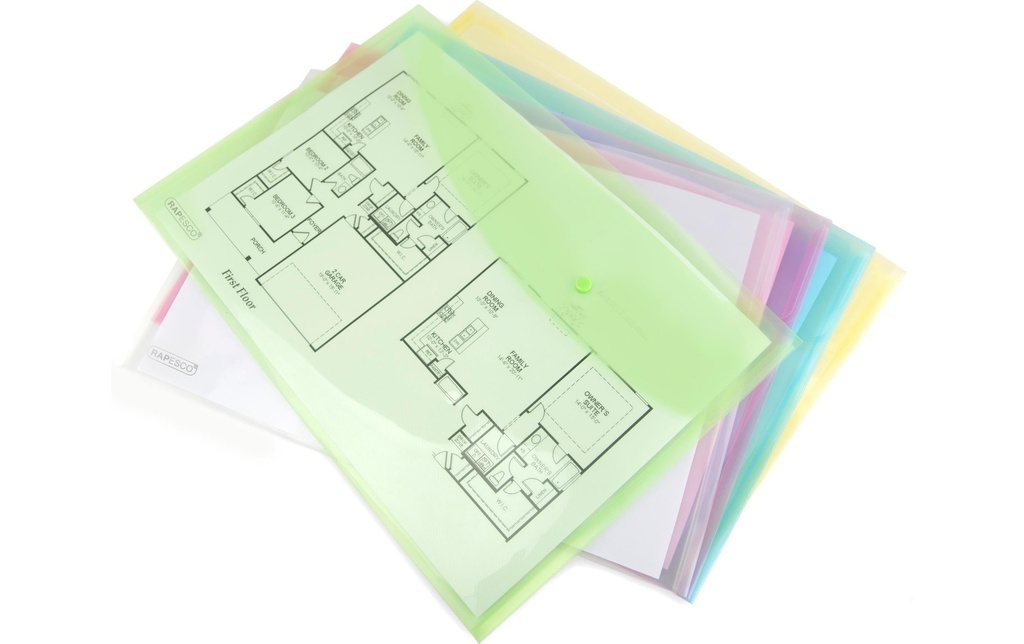 Rapesco Dossier de documents A3, couleurs pastel assorties, 5 pièces