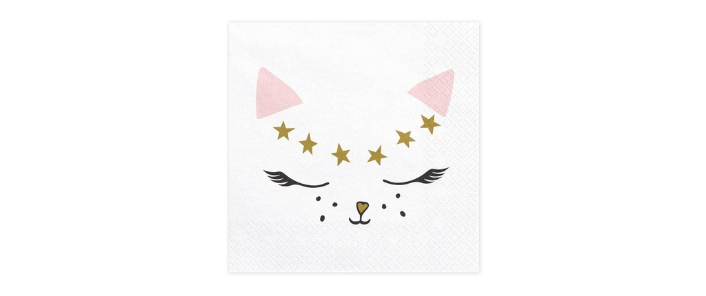 Partydeco Serviettes en papier Cat 33 cm x 33 cm, 20 Pièce/s