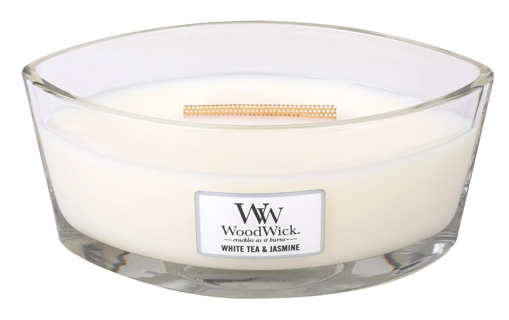 Woodwick Bougie parfumée Ellipse de thé blanc et de jasmin