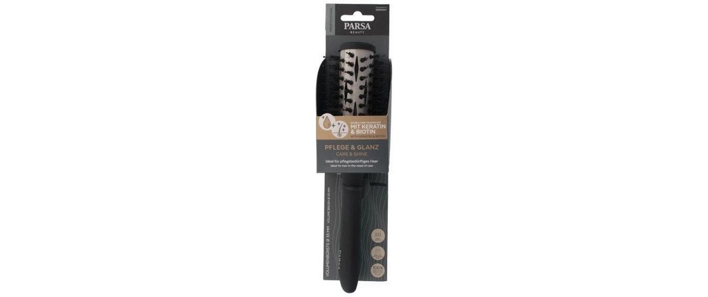 Parsa Beauty Brosse à cheveux ronde Keratin Care and Shine Noir