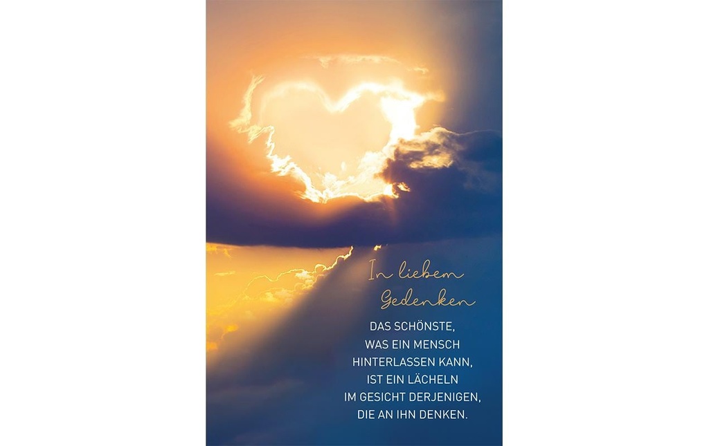 ABC Carte de condoléances Un cœur lumineux dans les nuages B6