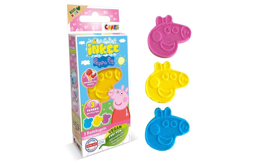 Craze Plaisir dans la baignoire Bombes de bain Inkee Peppa Pig Lot de 3