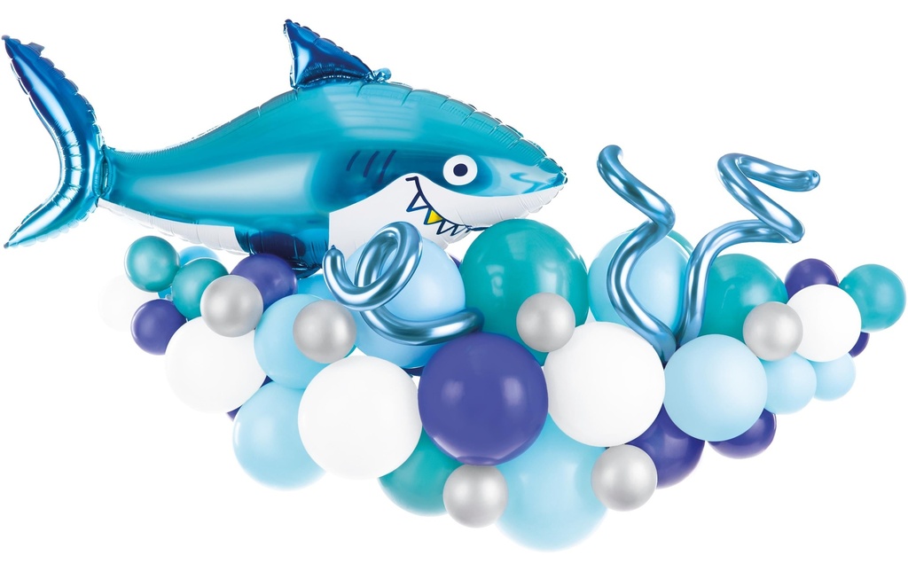 Partydeco Ballon de baudruche Requin Bleu, 150 x 95 cm, 15 pièces
