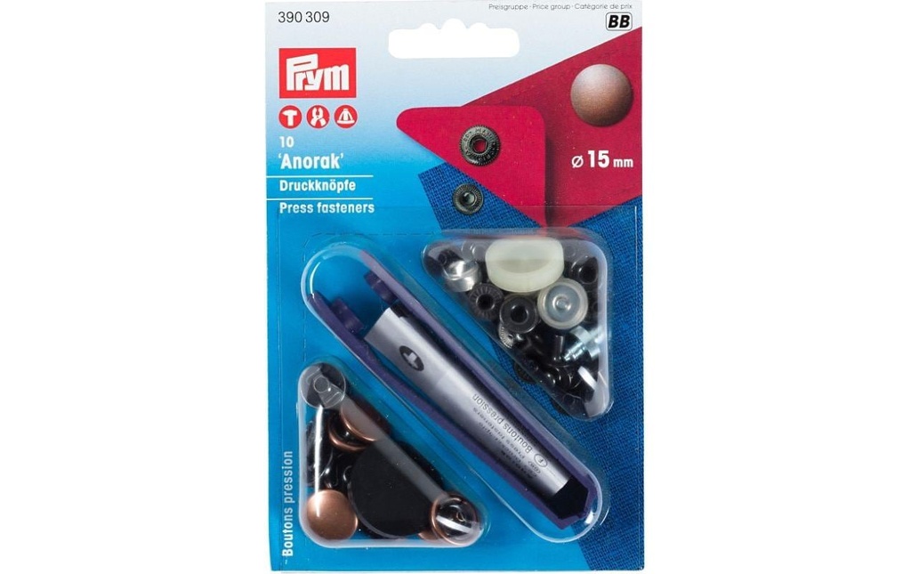 Prym Boutons poussoirs Anorak Cuivre ancien, 15 mm