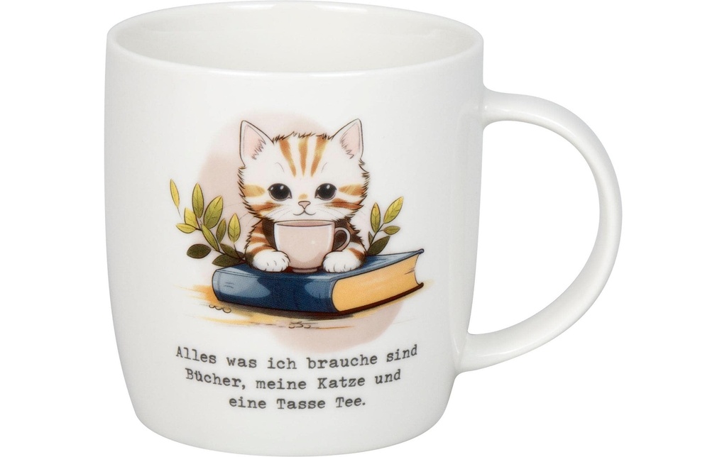 Könitz Tasse à thé Livres, chat & thé 400 ml, Blanc