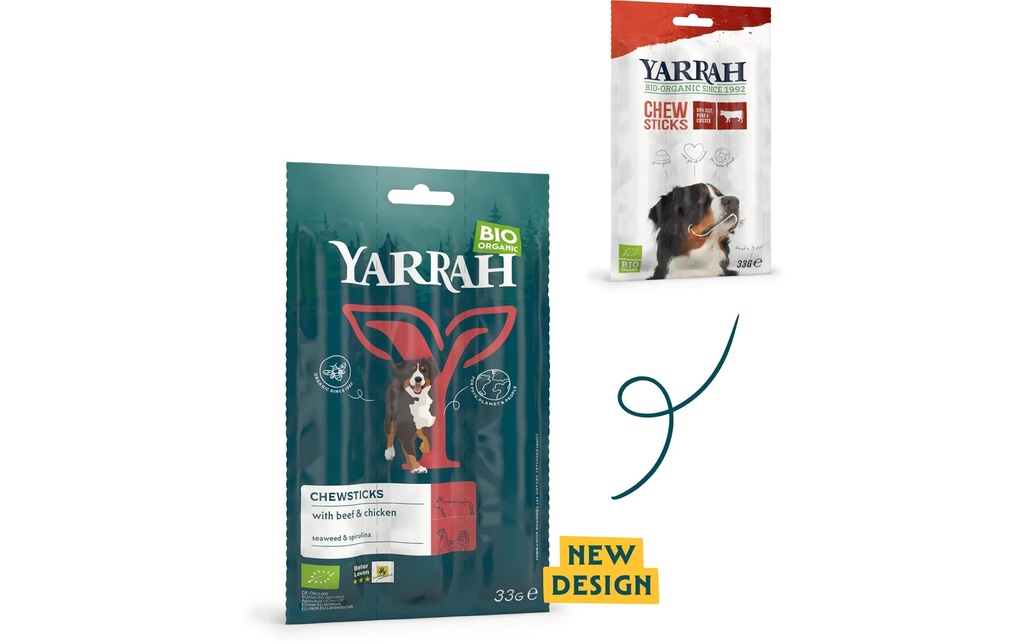 Yarrah Articles à mâcher Bio Chewsticks bœuf &amp; poulet 33 g
