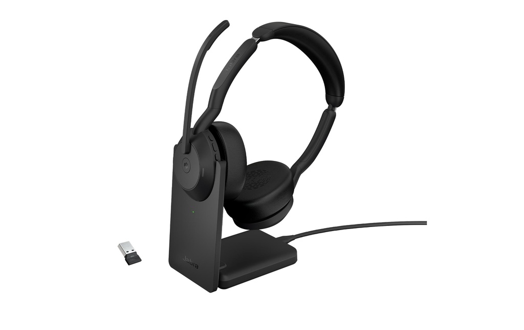 Jabra Casque avec micro Evolve2 55 Duo MS, USB-A, station de chargement incluse