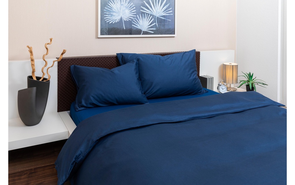 COCON Housse de duvet Percale 200 x 210 cm, Bleu marine