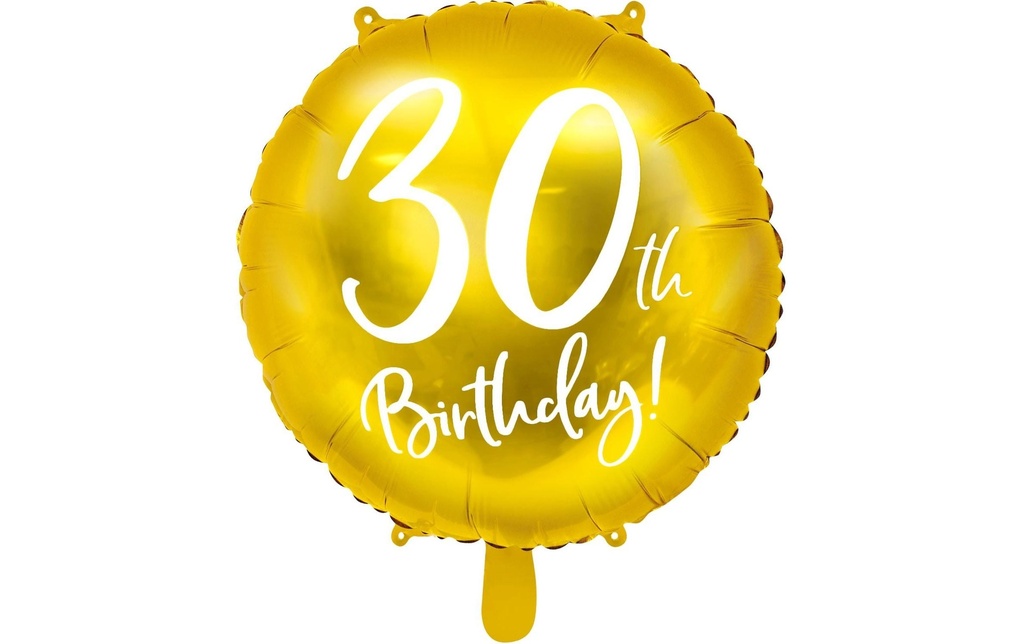 Partydeco Ballon en aluminium 30e anniversaire Doré/Blanc