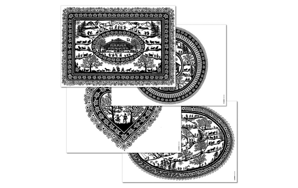 Trendform Set de table Swiss Tradition 2, 29.7 cm x 42 cm, Noir/Blanc