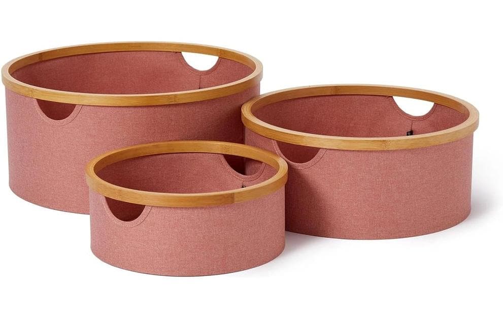 Lumaland Boîte de rangement rond 3 pièces, Rose