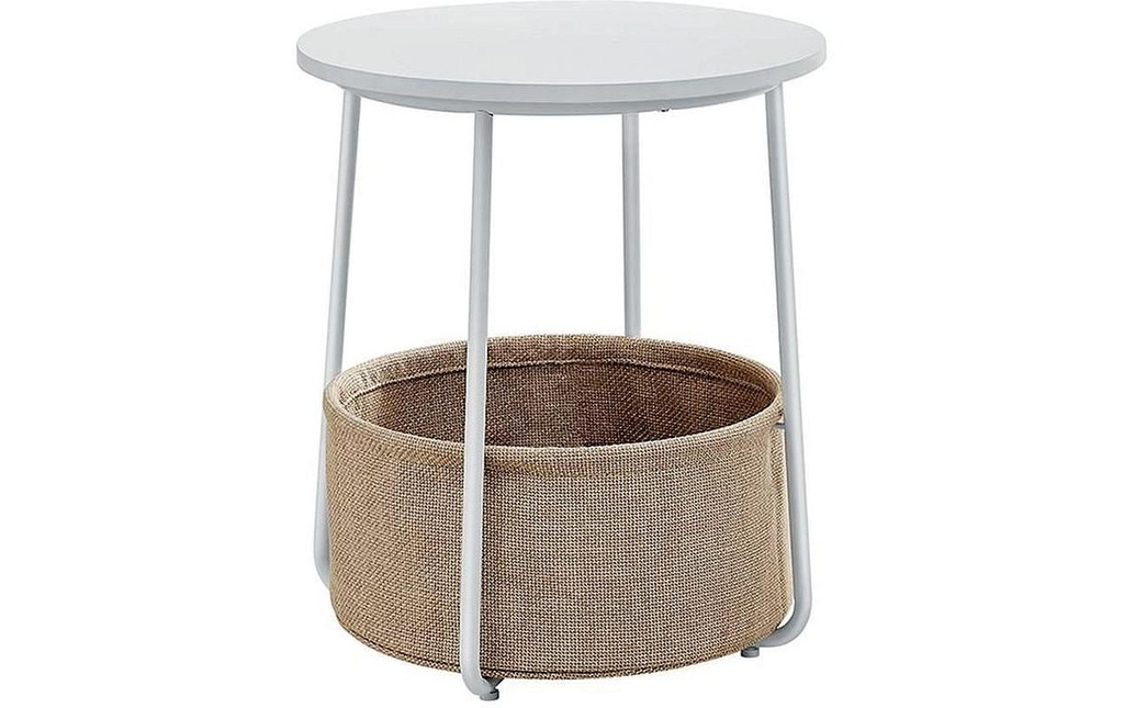 Songmics Table d'appoint avec panier Blanc/Nature