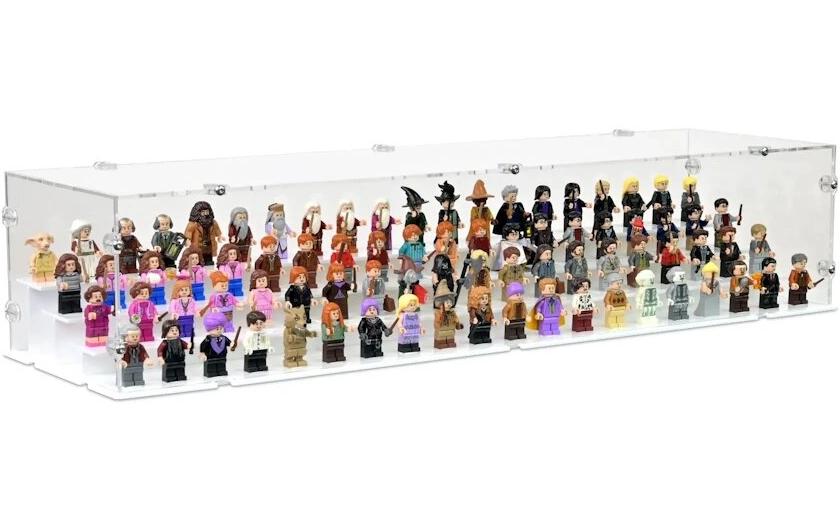 iDisplayit Présentoir en acrylique 80 minifigure LEGO avec fond blanc et picots