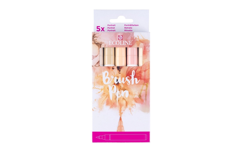 Talens Brushpen Ecoline  Set de 5 pièces, rose