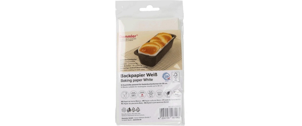 Demmler Papier de cuisson Moule à gâteaux en forme de boîte 10 Pièce/s