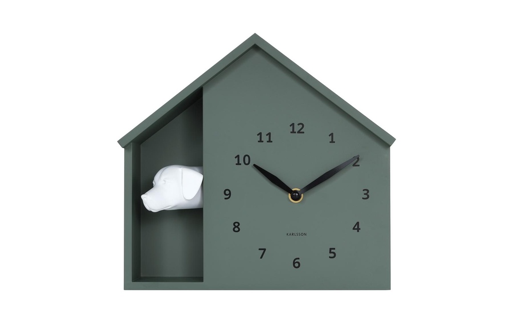 KARLSSON Horloge murale Wall clock Peeking Doggy Jungle Green