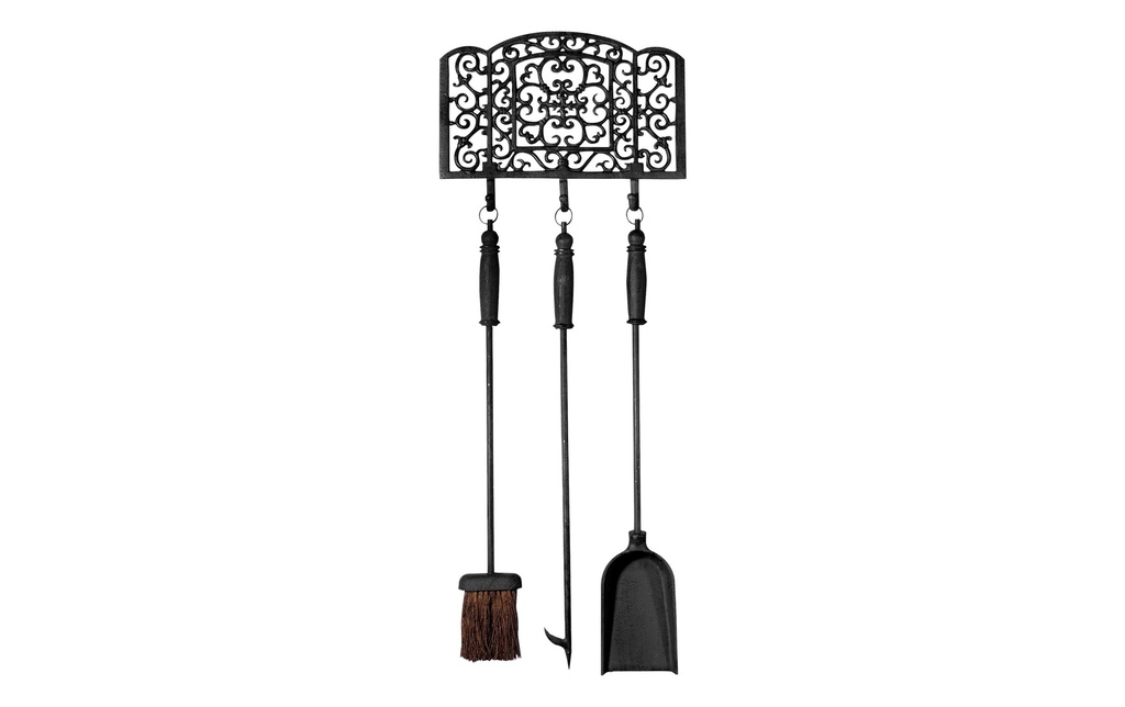 Esschert Design Set de cheminée 3 pièces, 34 x 3.3 x 90 cm