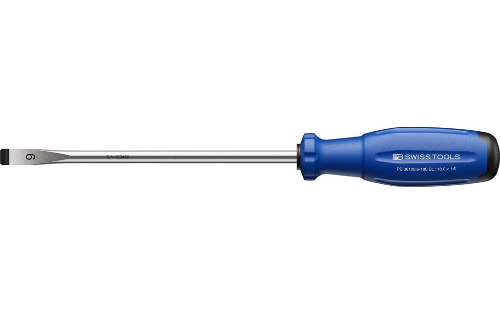 PB Swiss Tools Tournevis pour vis à fente SwissGrip Evo Bleu Plat