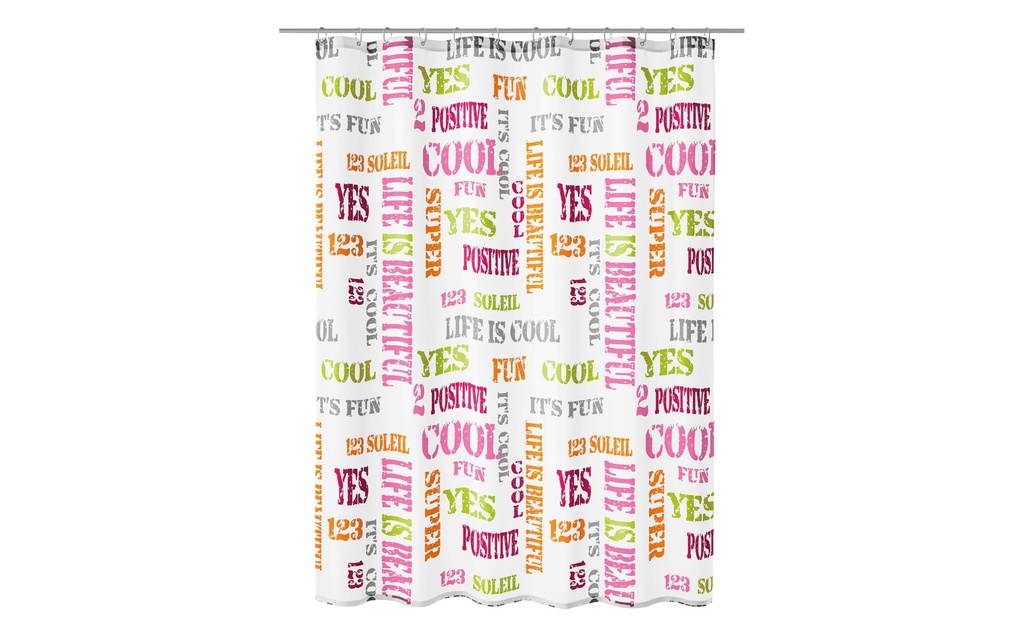 Kleine Wolke Rideau de douche Script 180 x 200 cm, Multicolore