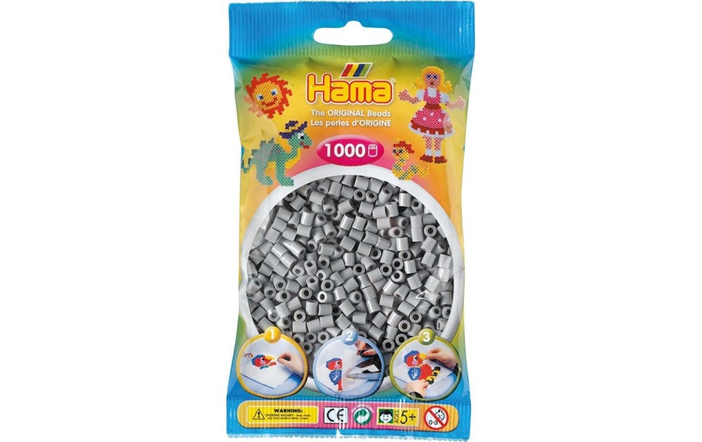 Hama Perles à repasser midi 1000 pcs. Gris