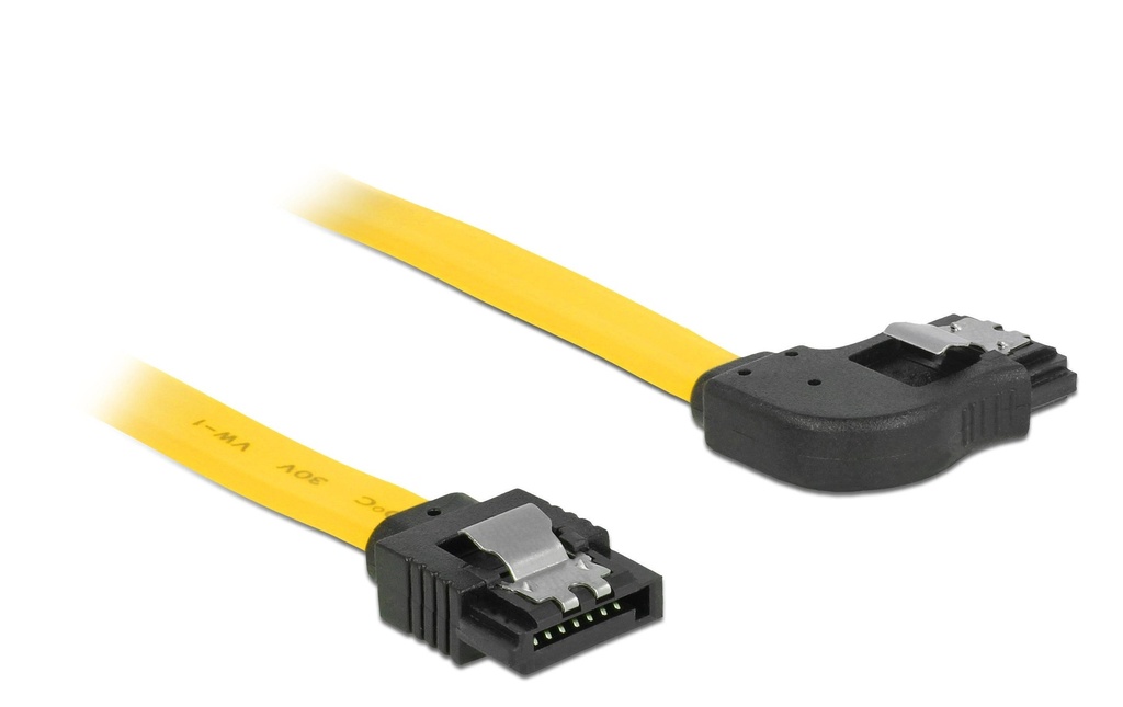 Delock Câble SATA3 jaune, coudé à droite, 50 cm