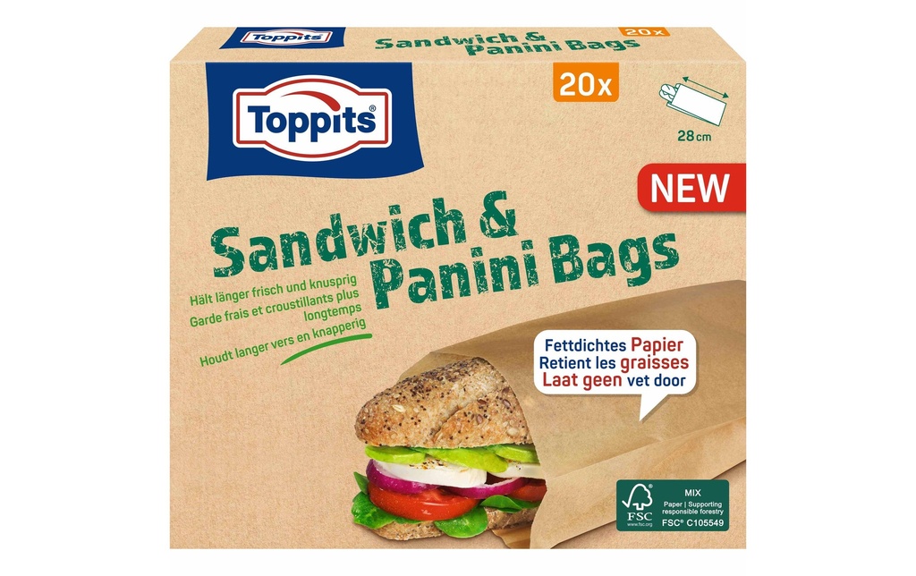 Toppits Sacs à sandwichs Panini 20 pièces