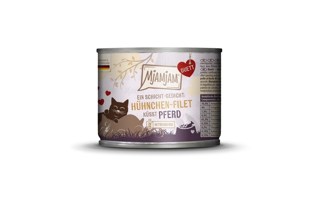 Mjamjam Alimentation humide Duo poulet-filet embrasse cheval, 190 g