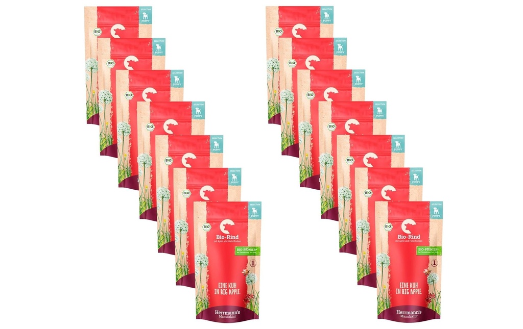 Herrmann's Alimentation humide Bœuf bio avec pomme et flocons d'avoine 14 x 150 g