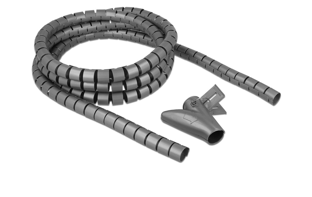Delock Tuyau en spirale avec outil de rétraction, 2.5 m x 20 mm Gris