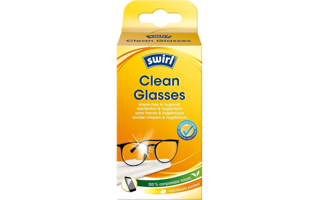 Swirl Lingettes nettoyantes pour lunettes 50 Pièce/s, Blanc