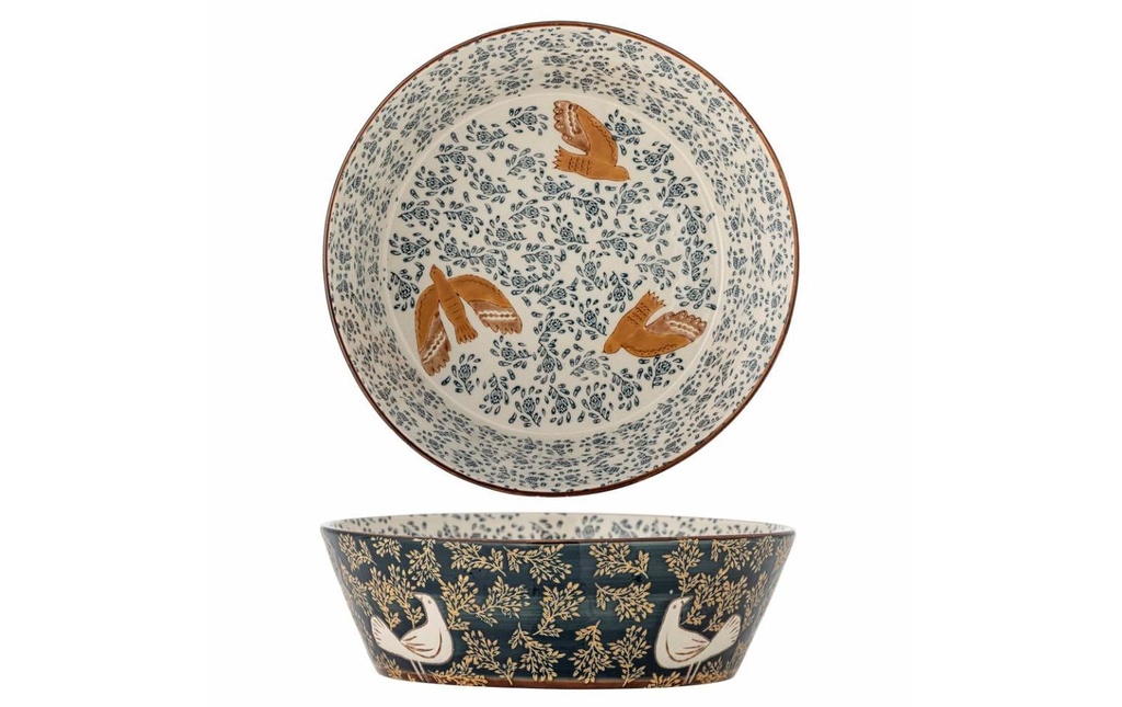 Bloomingville Coupe Hezha, Grès, bleu, 28 cm