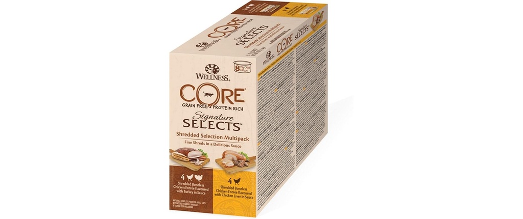 Wellness Core Alimentation humide Shredded Selection 8 x 79 g