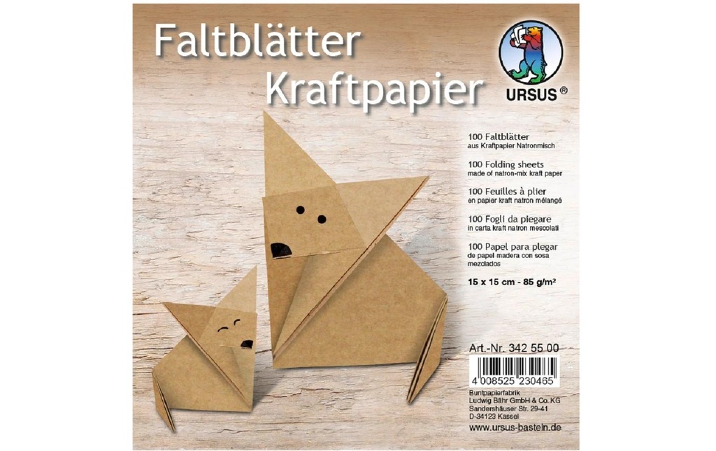 URSUS Feuilles origami Origami 130 g/m², 15 x 15 cm, 100 feuilles