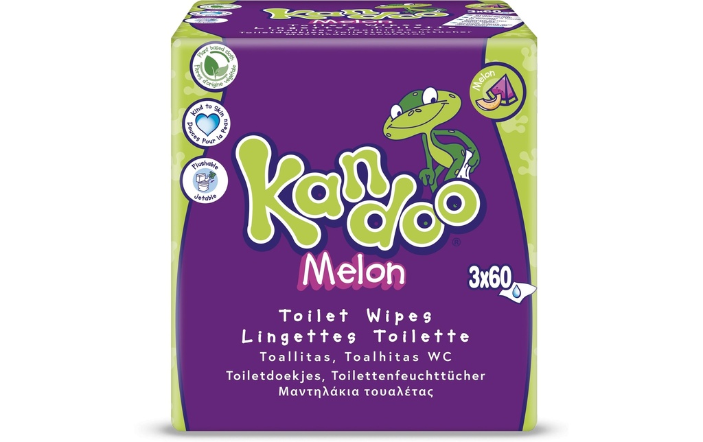 Kandoo Lingettes humides Melon 3x 60 pièces